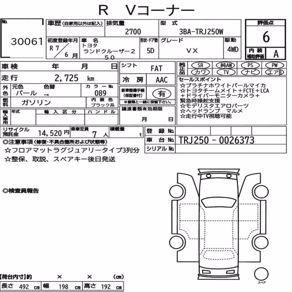 Notka aukcyjna: TOYOTA LAND CRUISER 250 4WD VX