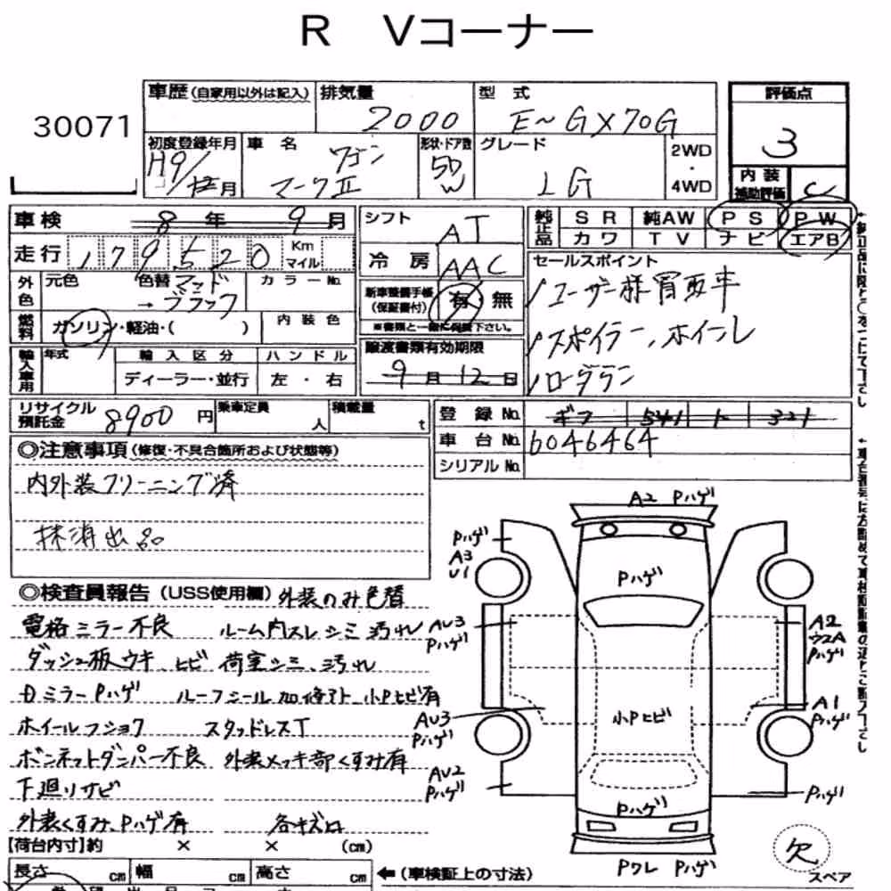 Notka aukcyjna: TOYOTA MARKⅡ WAGON LG