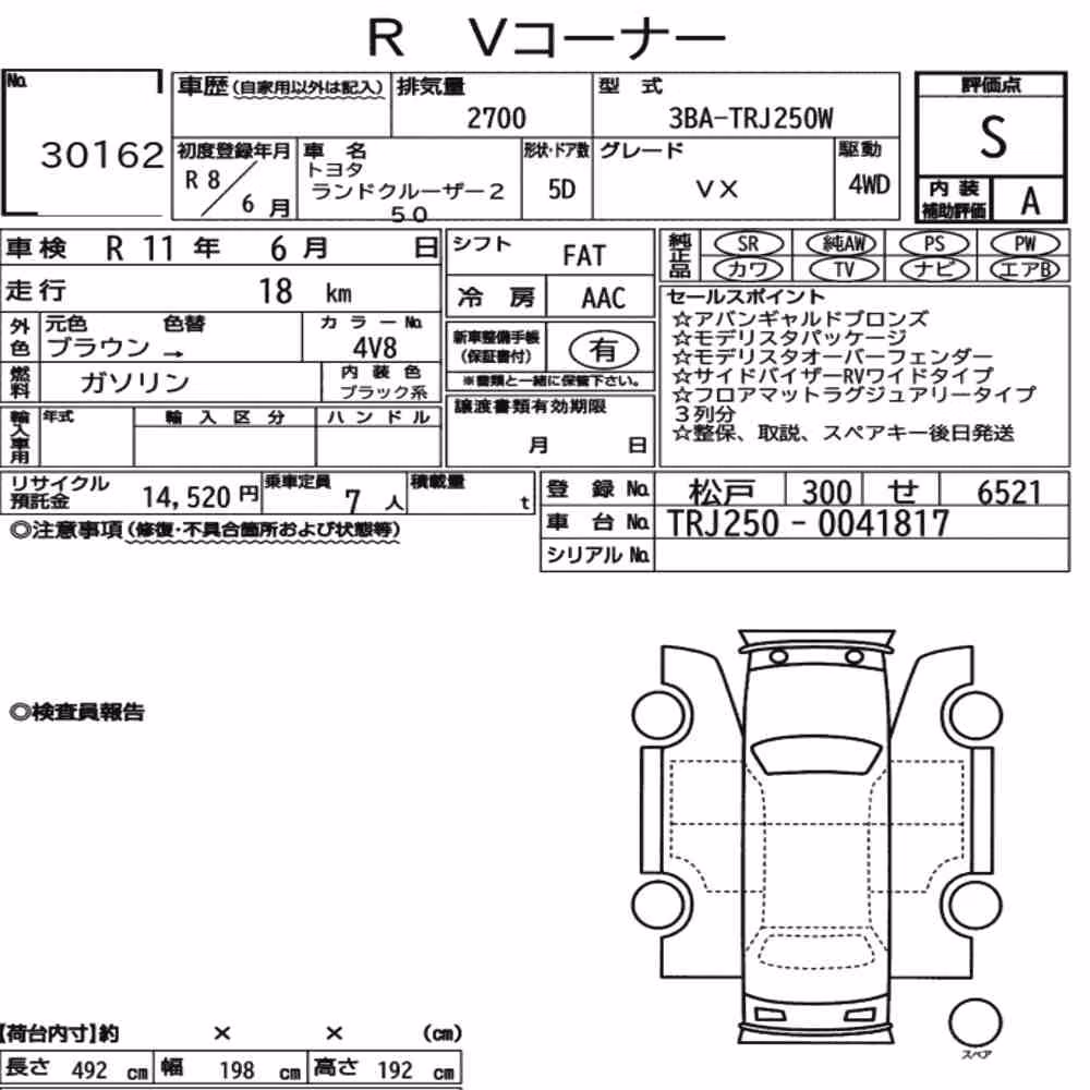 Notka aukcyjna: TOYOTA LAND CRUISER 250 4WD VX