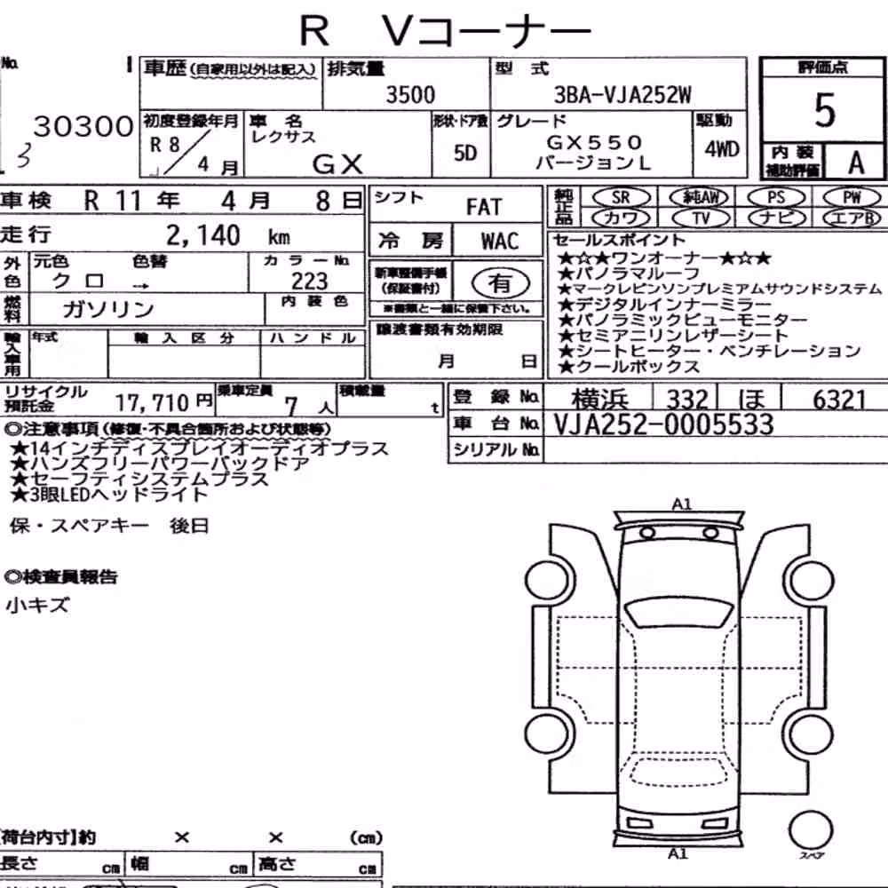 Notka aukcyjna: LEXUS GX 4WD GX550 VERSION L