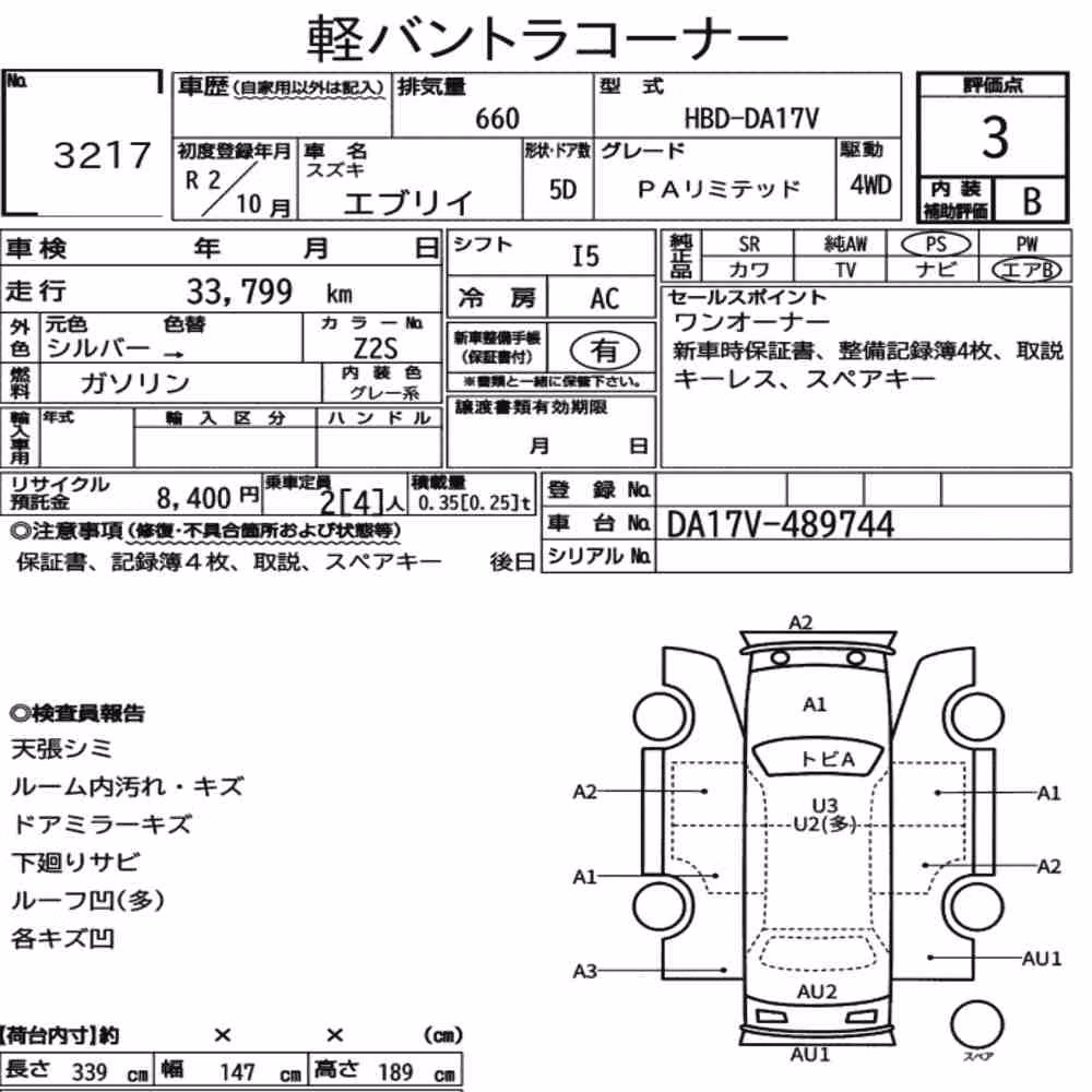 Notka aukcyjna: SUZUKI EVERY 5D 4WD PA LIMITED