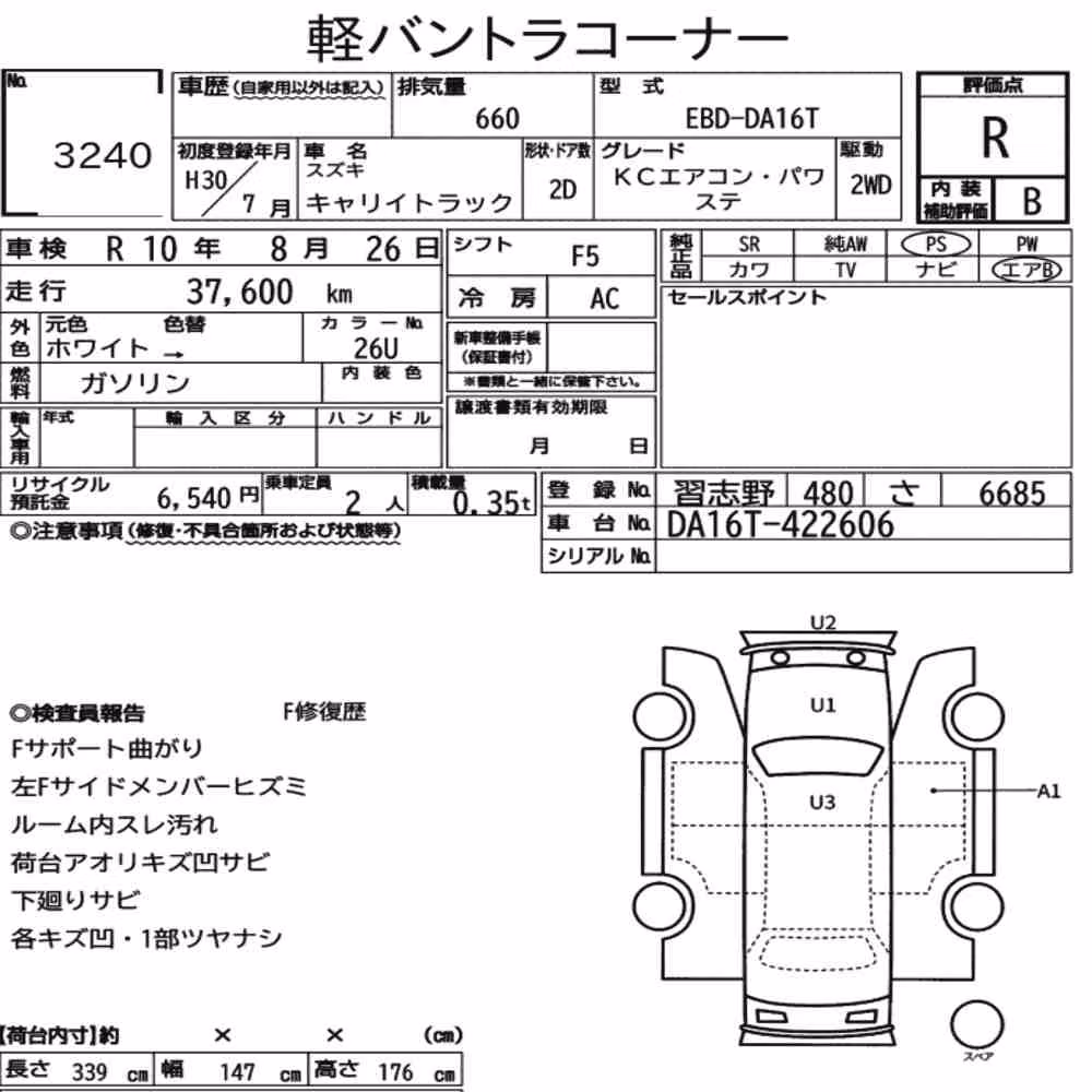 Notka aukcyjna: SUZUKI CARRY TRUCK KC AIR CONDITIONING POWER STEERING