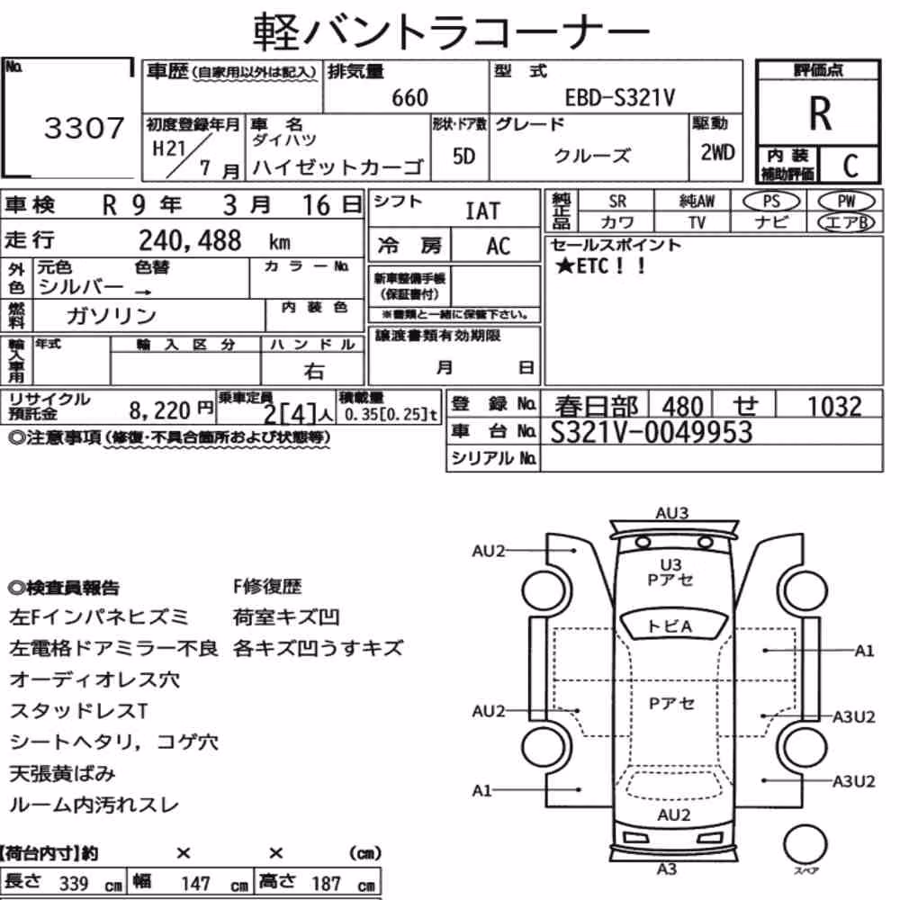 Notka aukcyjna: DAIHATSU HIJET CARGO 5D CRUISE