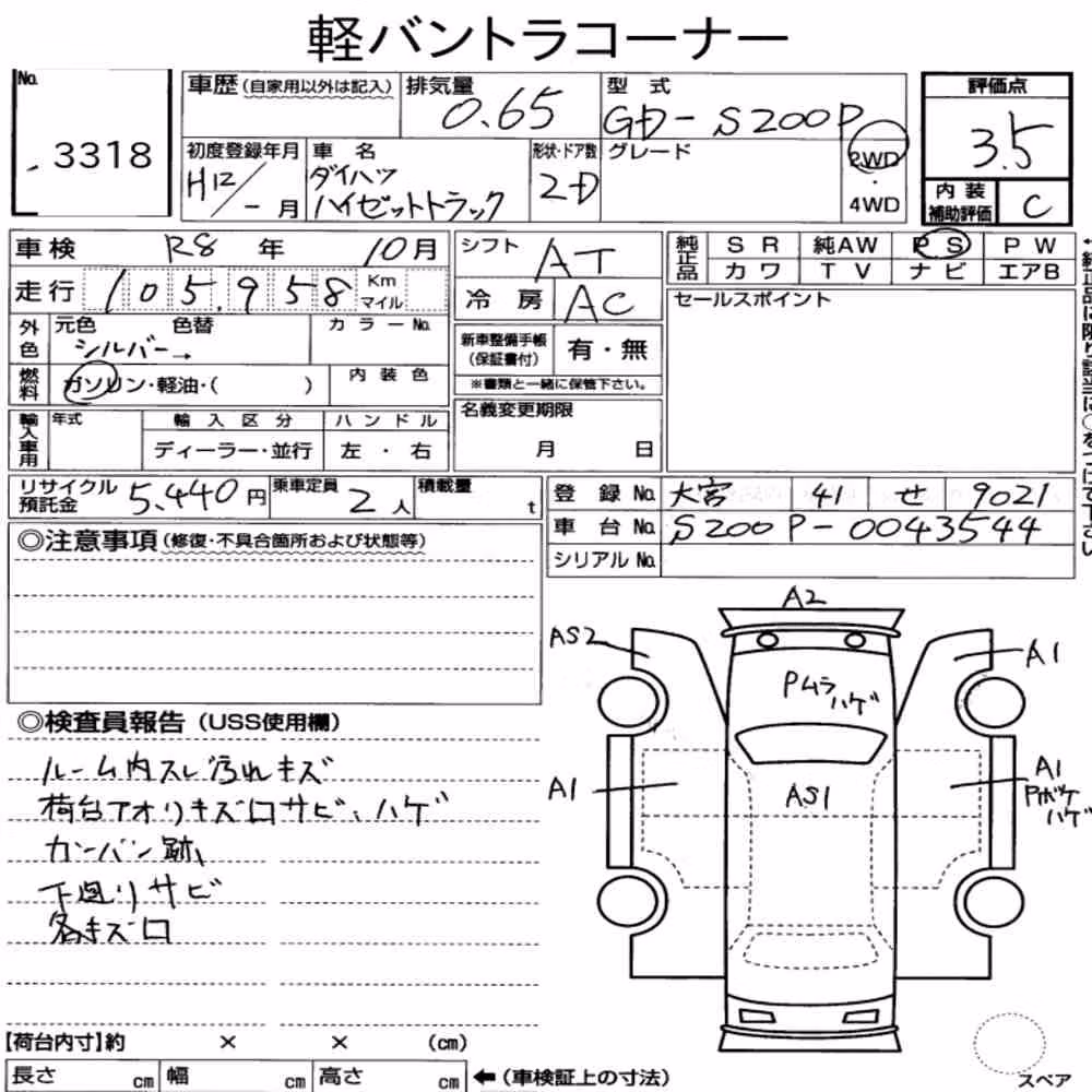 Notka aukcyjna: DAIHATSU HIJET TRUCK