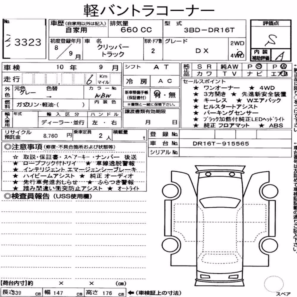 Notka aukcyjna: NISSAN CLIPPER TRUCK 4WD DX