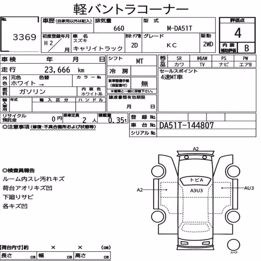 Notka aukcyjna: SUZUKI CARRY TRUCK KC