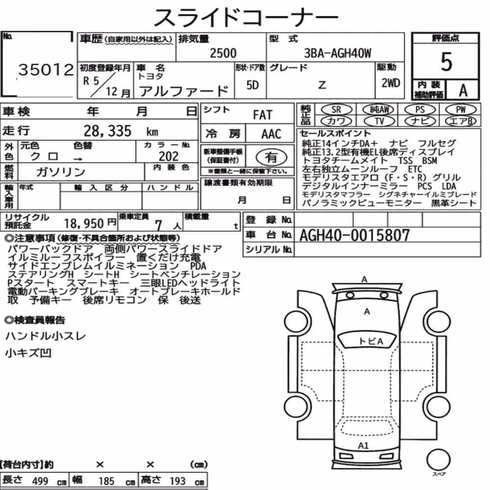 Notka aukcyjna: TOYOTA ALPHARD Z