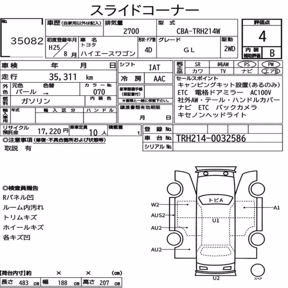 Notka aukcyjna: TOYOTA HIACE WAGON 4D GL