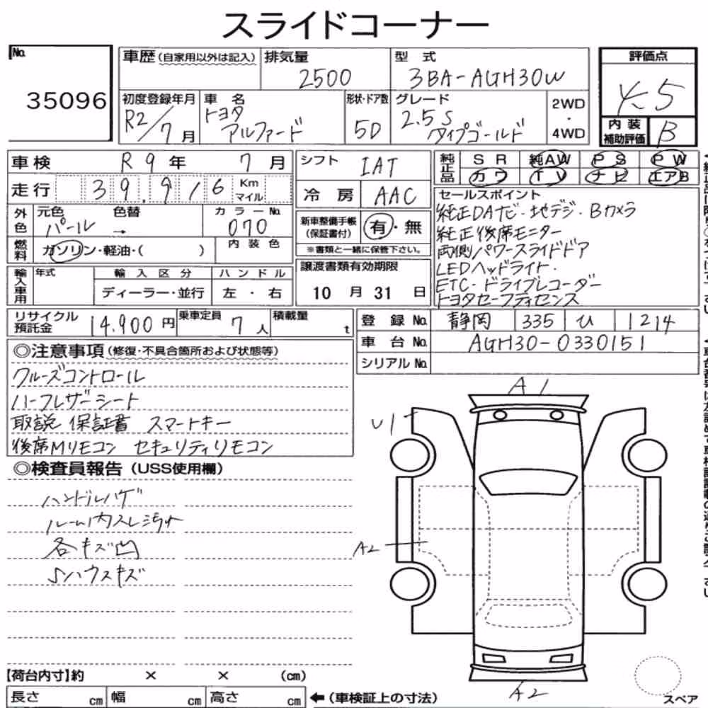 Notka aukcyjna: TOYOTA ALPHARD 2.5S TYPE GOLD