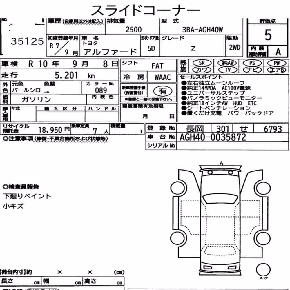 Notka aukcyjna: TOYOTA ALPHARD Z