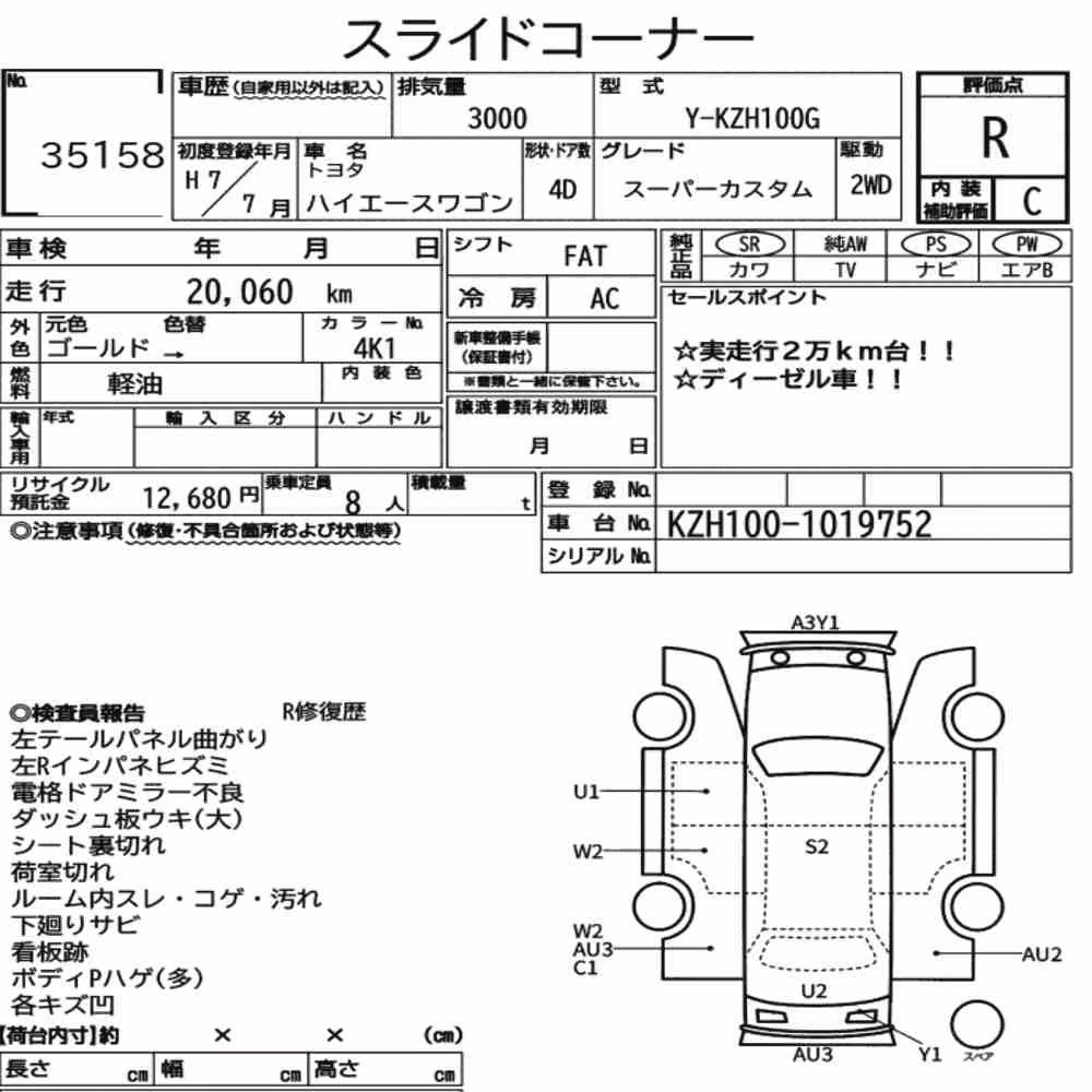Notka aukcyjna: TOYOTA HIACE WAGON 4D SUPER CUSTOM
