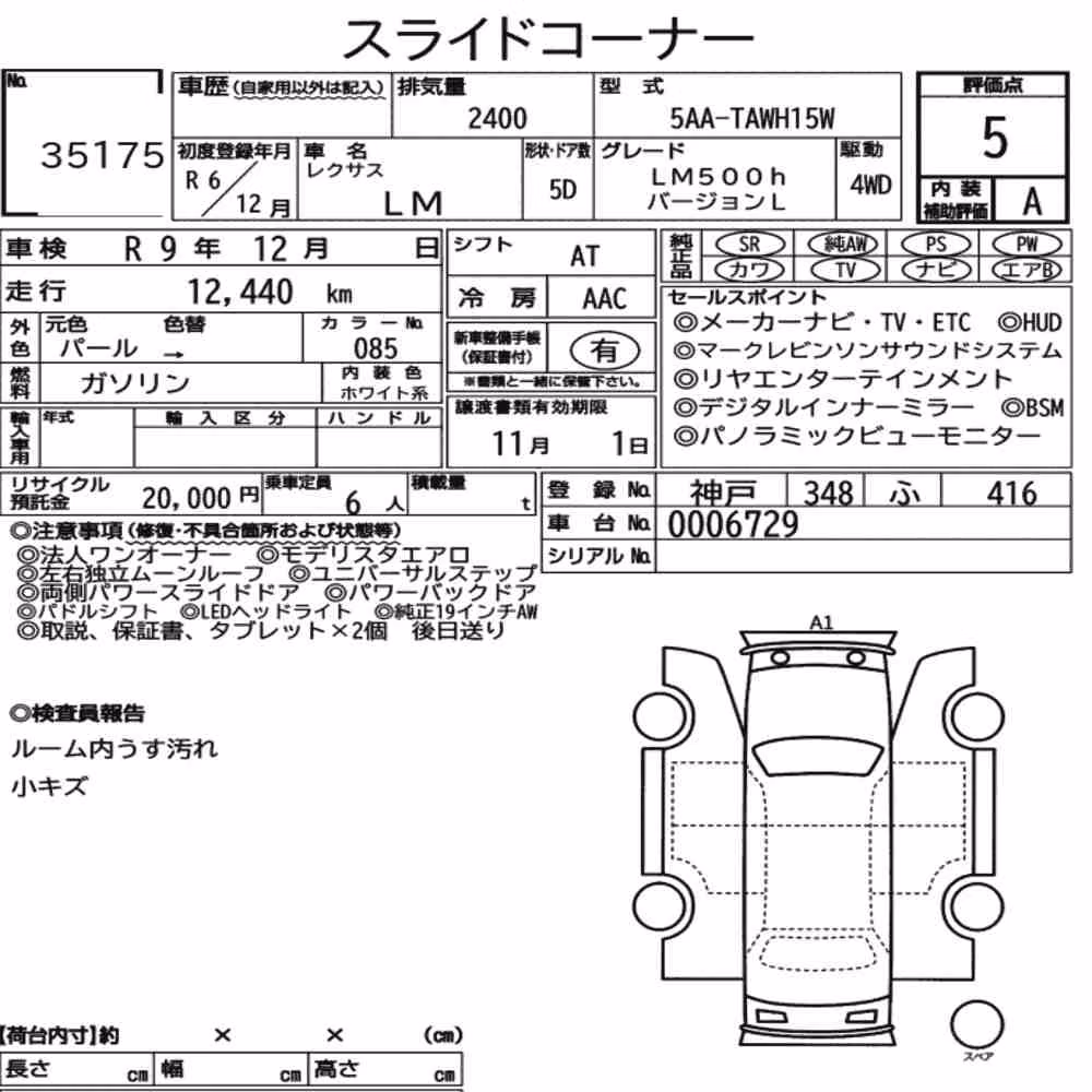 Notka aukcyjna: LEXUS LM 4WD LM500H VERSION L