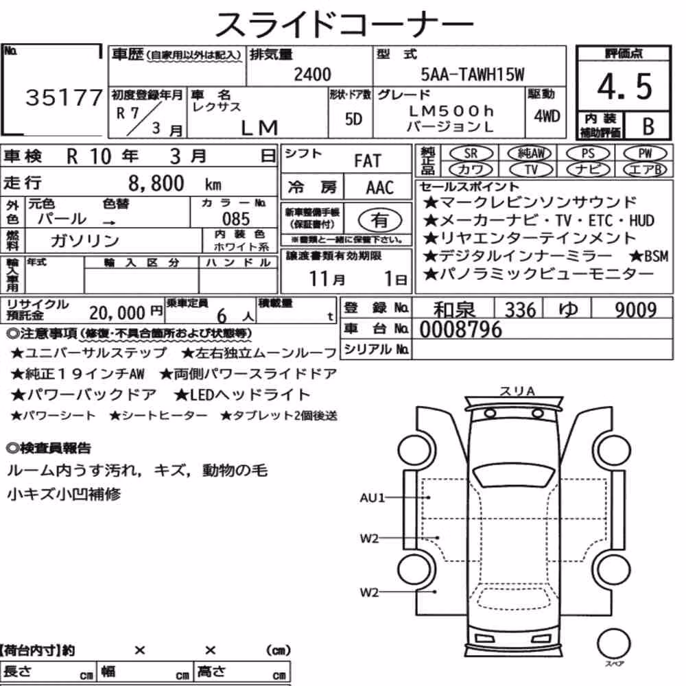 Notka aukcyjna: LEXUS LM 4WD LM500H VERSION L