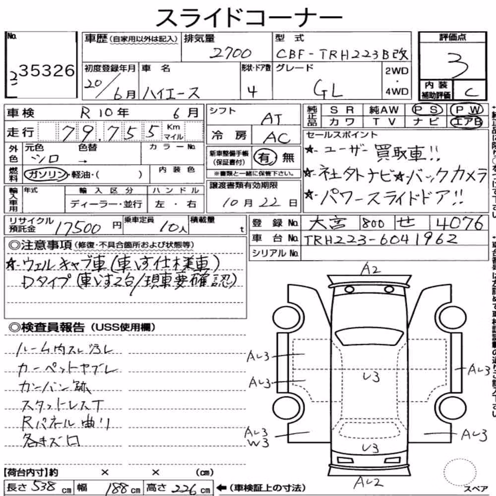 Notka aukcyjna: TOYOTA HIACE COMMUTER 4D OTHERS