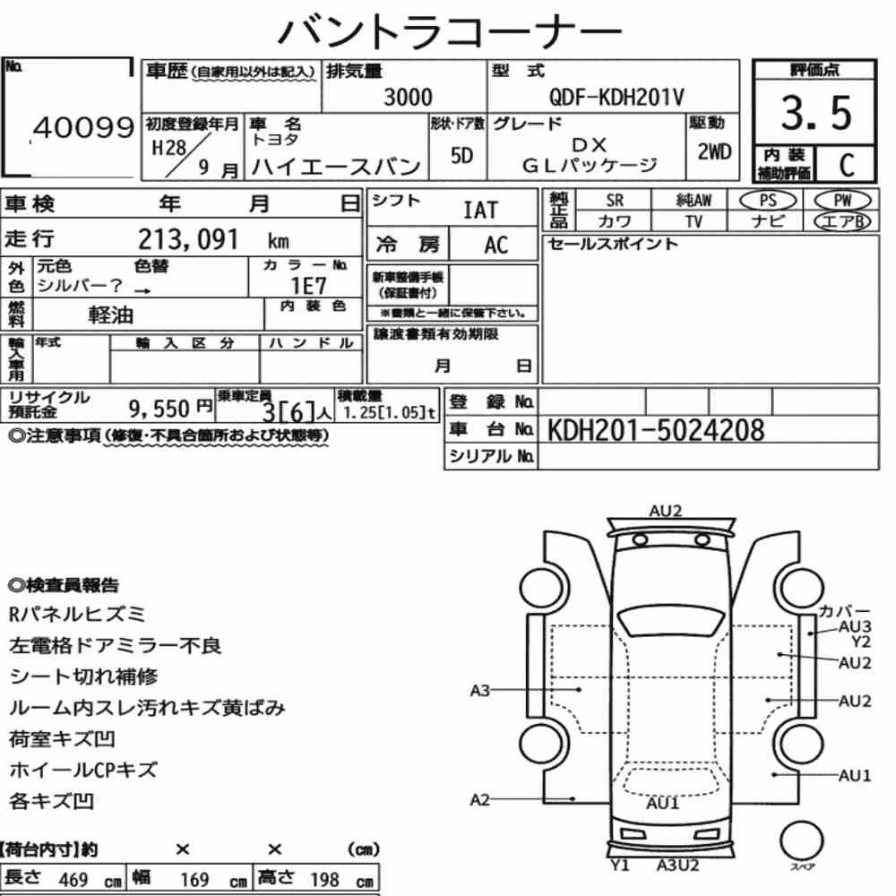 Notka aukcyjna: TOYOTA HIACE VAN 5D DX GL PACKAGE