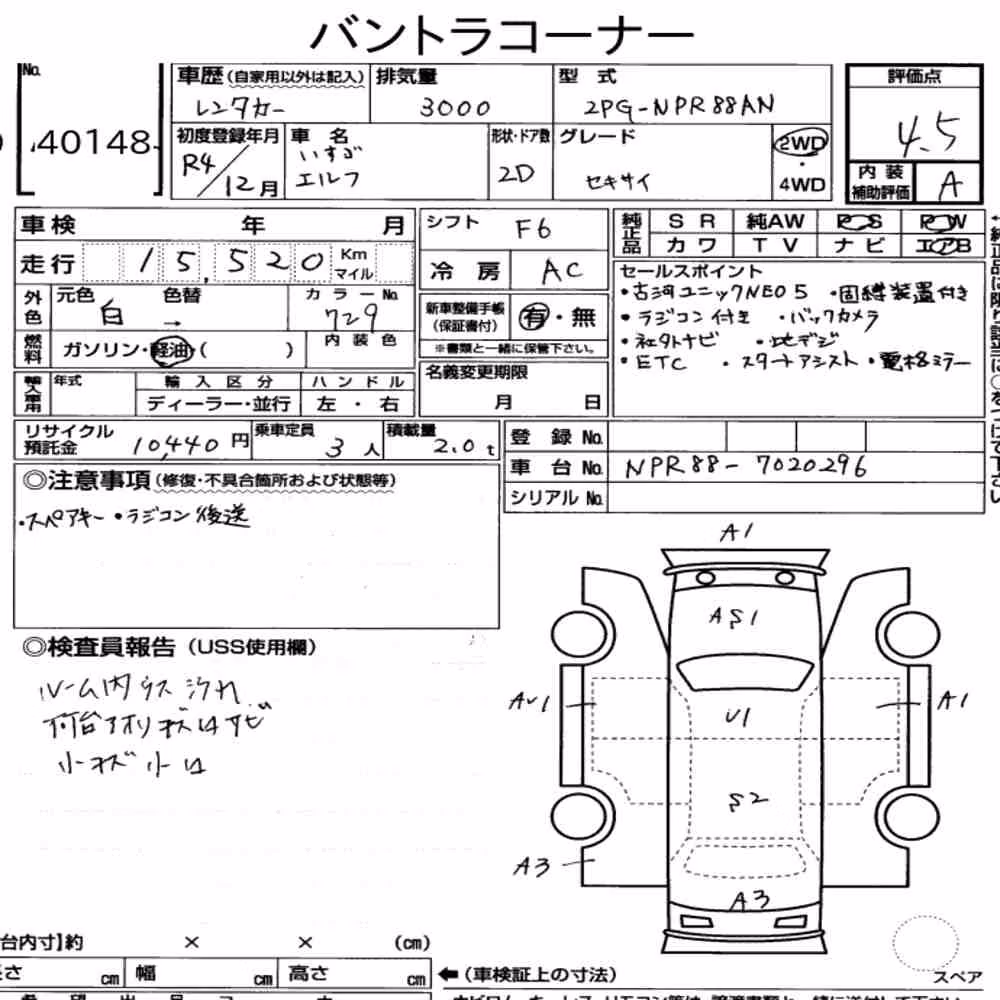 Notka aukcyjna: ISUZU ELF TRUCK 2D LOADING VEHICLE