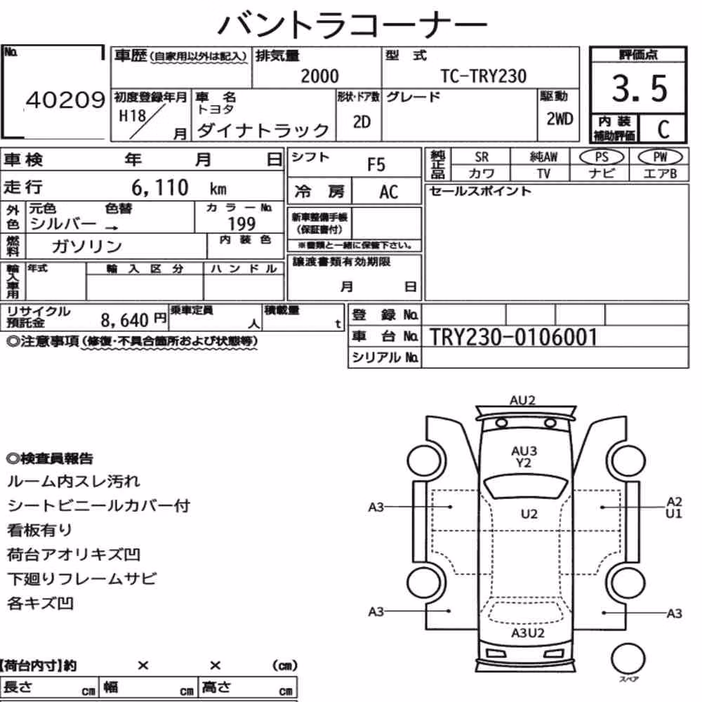 Notka aukcyjna: TOYOTA DYNA TRUCK 2D