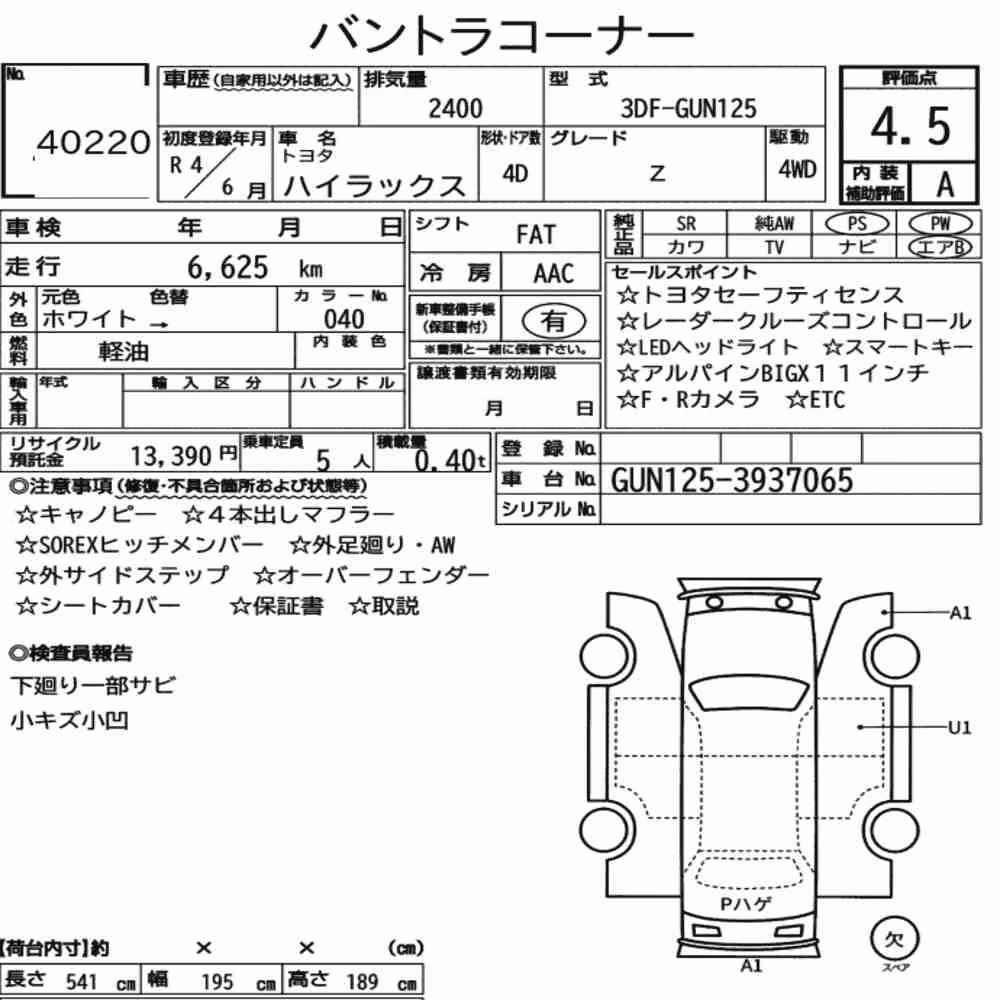 Notka aukcyjna: TOYOTA HILUX 4D 4WD Z