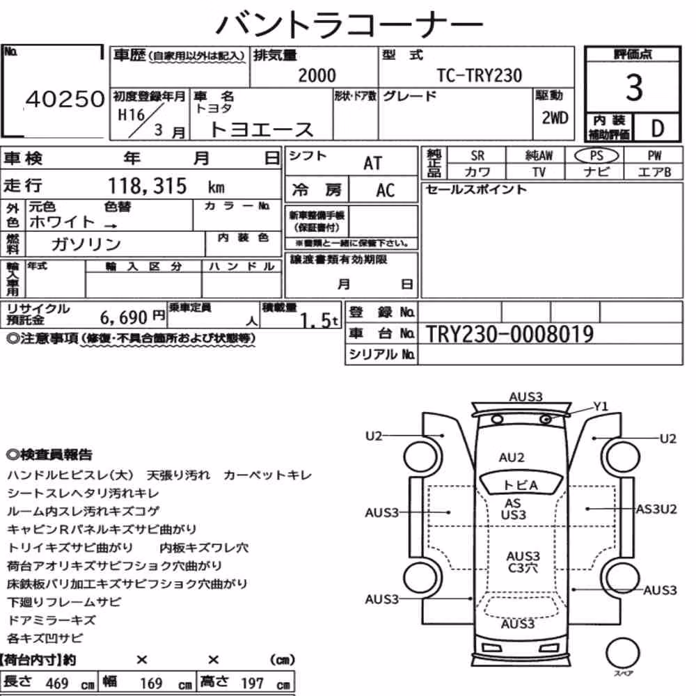 Notka aukcyjna: TOYOTA TOYOACE