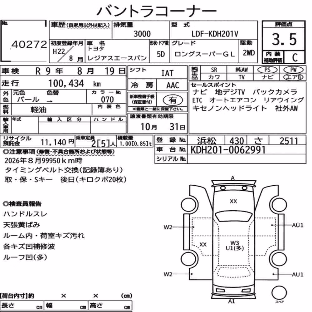 Notka aukcyjna: TOYOTA REGIUS ACE VAN 5D LONG SUPER GL