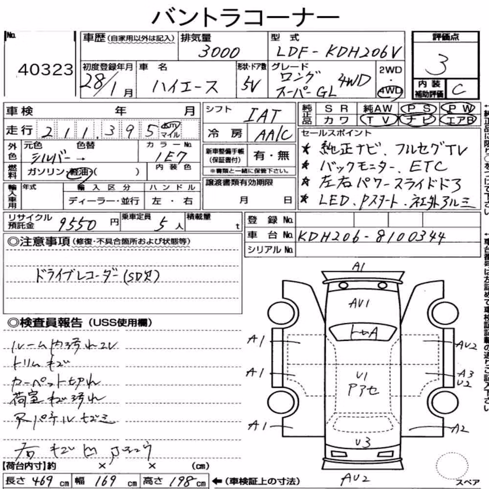 Notka aukcyjna: TOYOTA HIACE VAN 5D 4WD LONG SUPER GL