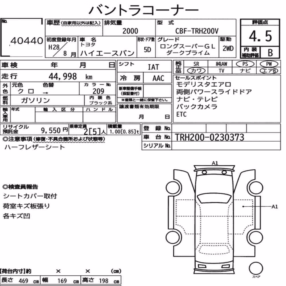 Notka aukcyjna: TOYOTA HIACE VAN 5D LONG SUPER GL DARK PRIME