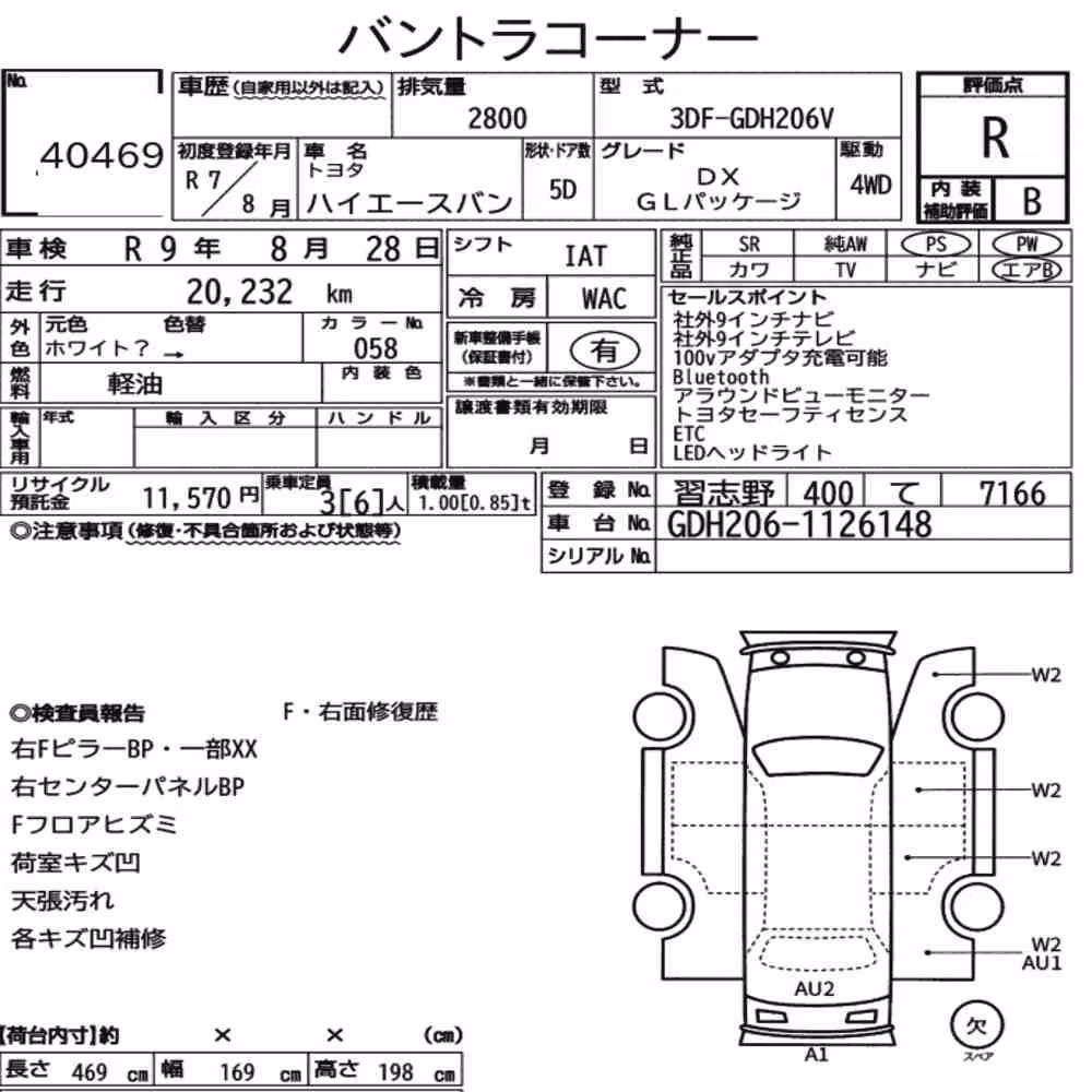 Notka aukcyjna: TOYOTA HIACE VAN 5D 4WD DX GL PACKAGE