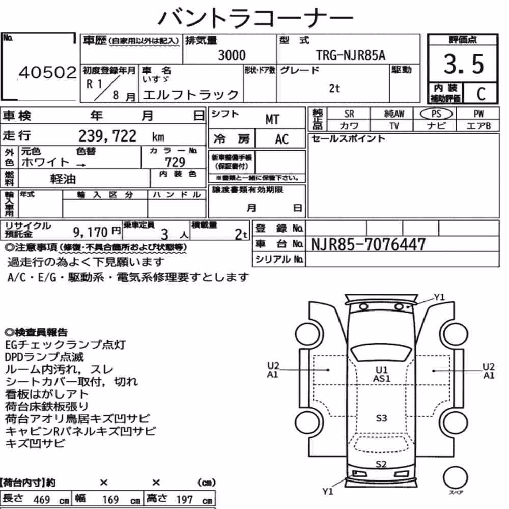 Notka aukcyjna: ISUZU ELF TRUCK 2D