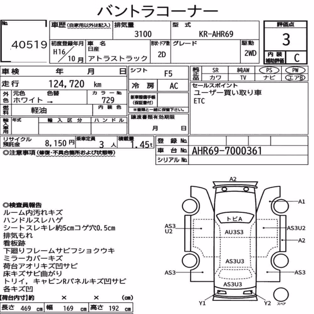 Notka aukcyjna: NISSAN ATLAS TRUCK 2D