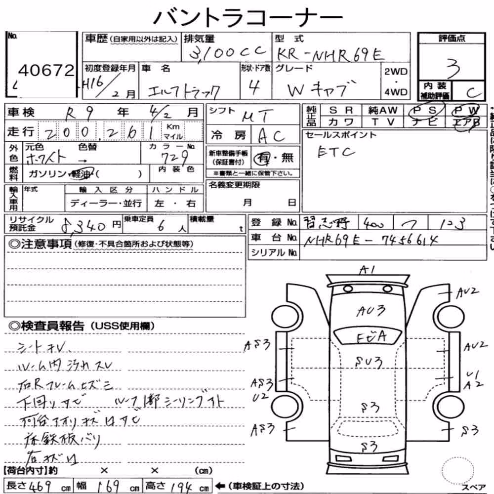 Notka aukcyjna: ISUZU ELF TRUCK 4D W CAB