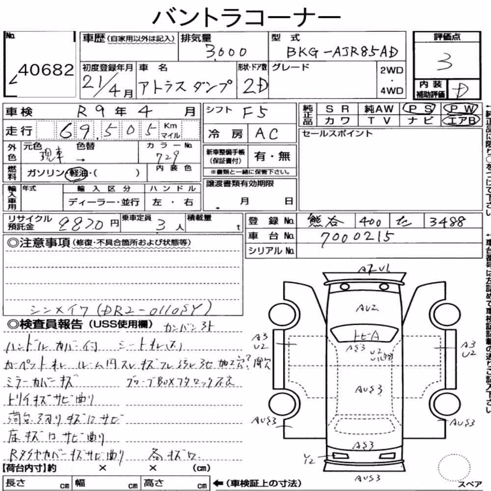 Notka aukcyjna: NISSAN ATLAS TRUCK 2D OTHERS