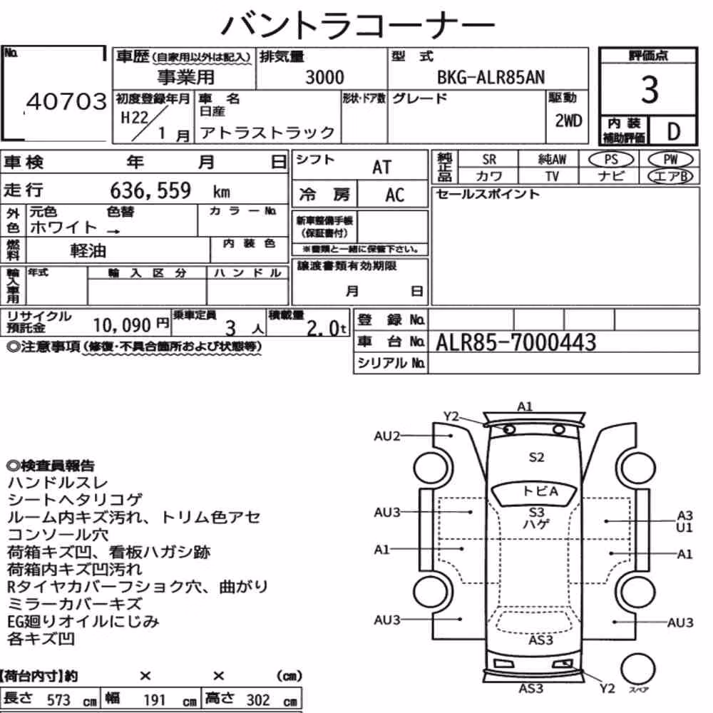 Notka aukcyjna: NISSAN ATLAS TRUCK 4D