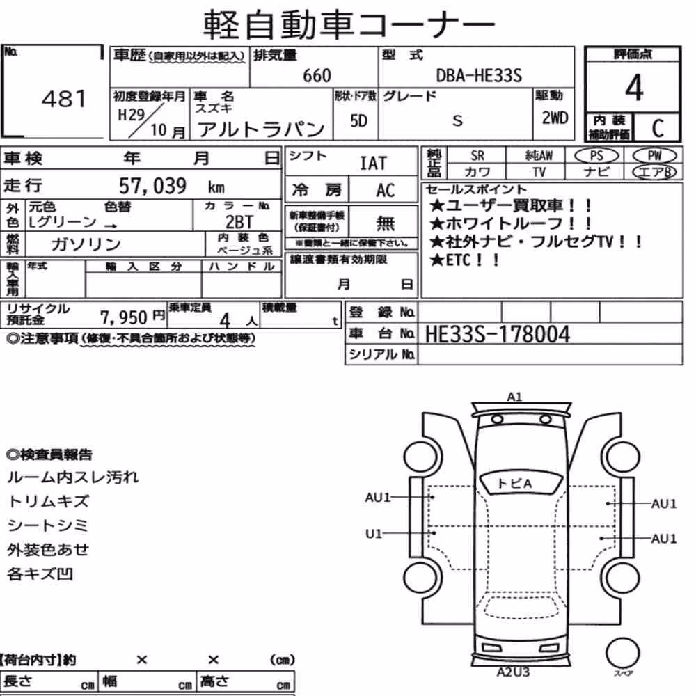 Notka aukcyjna: SUZUKI ALTO LAPIN S