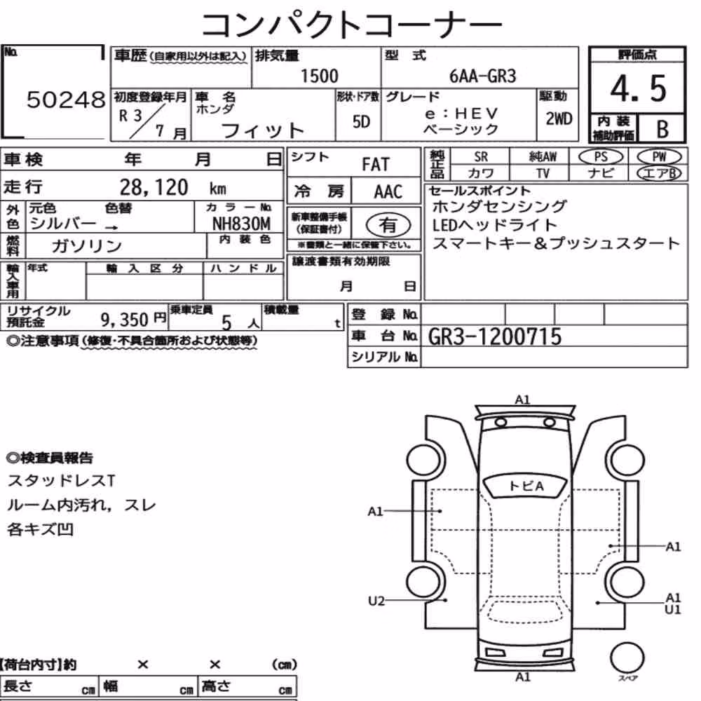 Notka aukcyjna: HONDA FIT EHEV BASIC