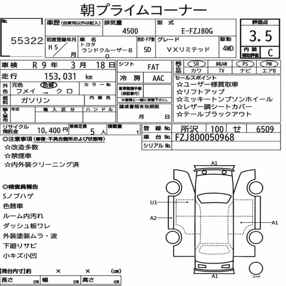 Notka aukcyjna: TOYOTA LAND CRUISER 80 4WD VX LIMITED