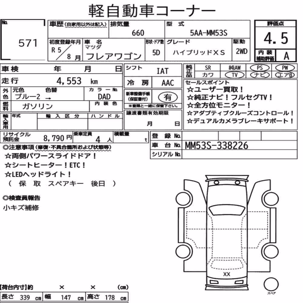 Notka aukcyjna: MAZDA FLAIR WAGON HYBRID XS