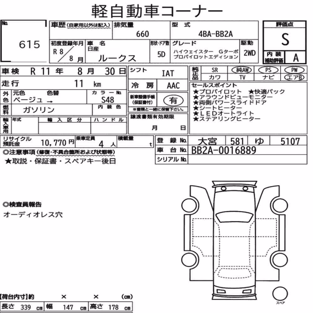 Notka aukcyjna: NISSAN ROOX HIGHWAY STAR G TURBO PROPILOT EDITION