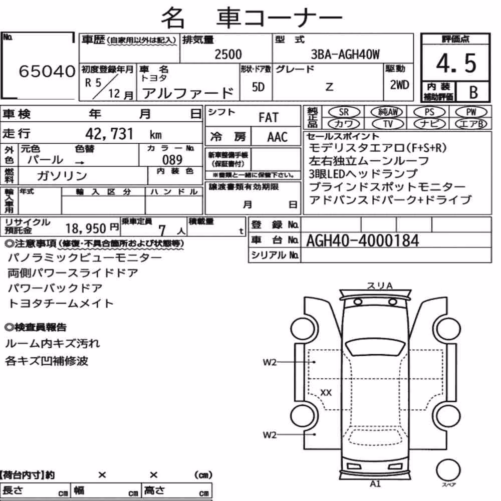 Notka aukcyjna: TOYOTA ALPHARD Z