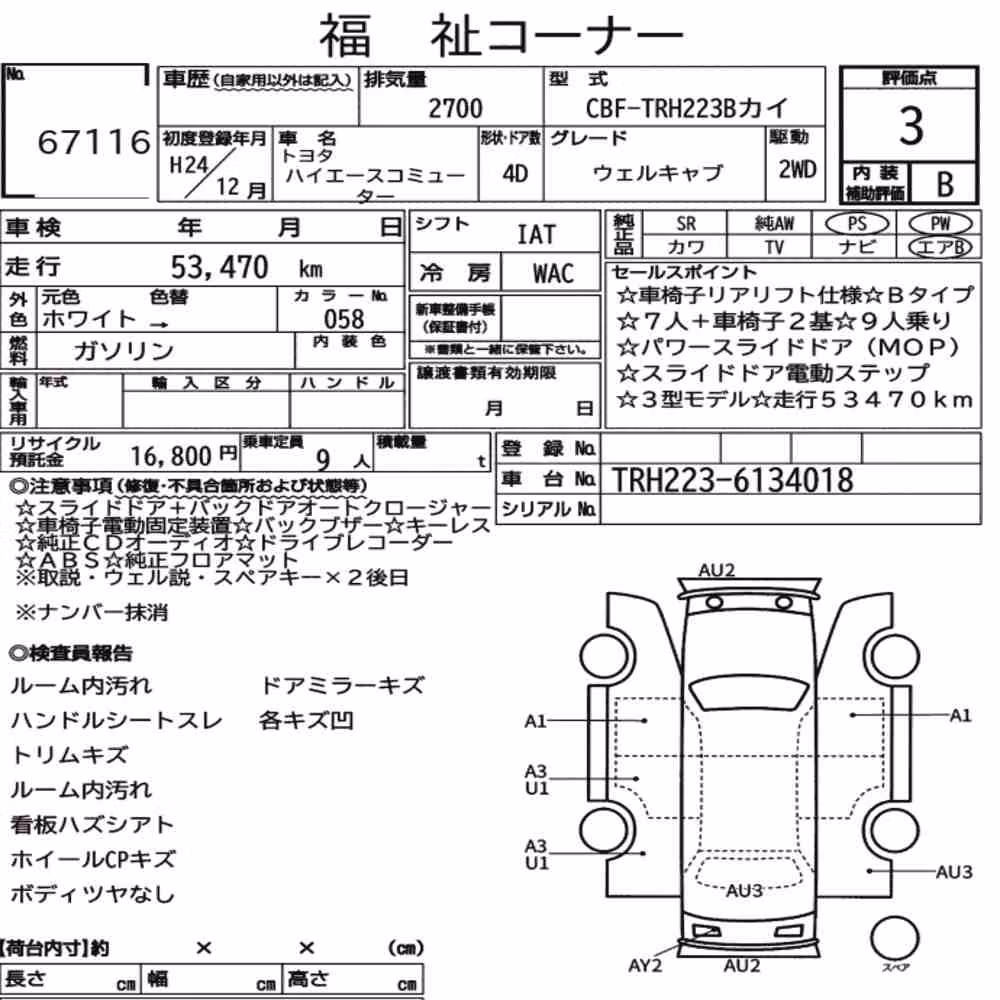 Notka aukcyjna: TOYOTA HIACE COMMUTER 4D OTHERS