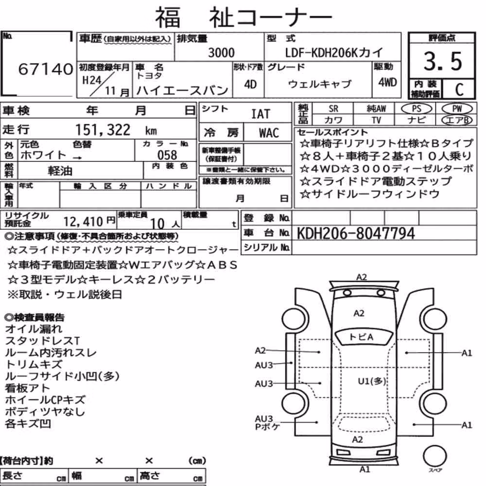 Notka aukcyjna: TOYOTA HIACE VAN 4D 4WD WELCAB