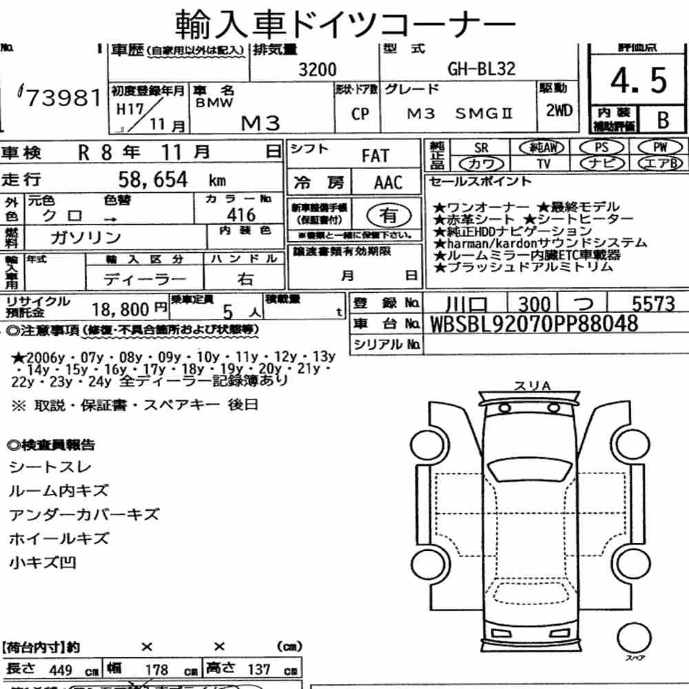 Notka aukcyjna: BMW M3 CP M3 SMGⅡ