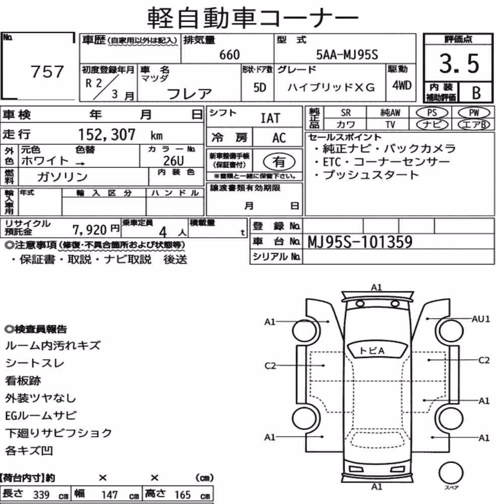 Notka aukcyjna: MAZDA FLAIR 4WD HYBRID XG