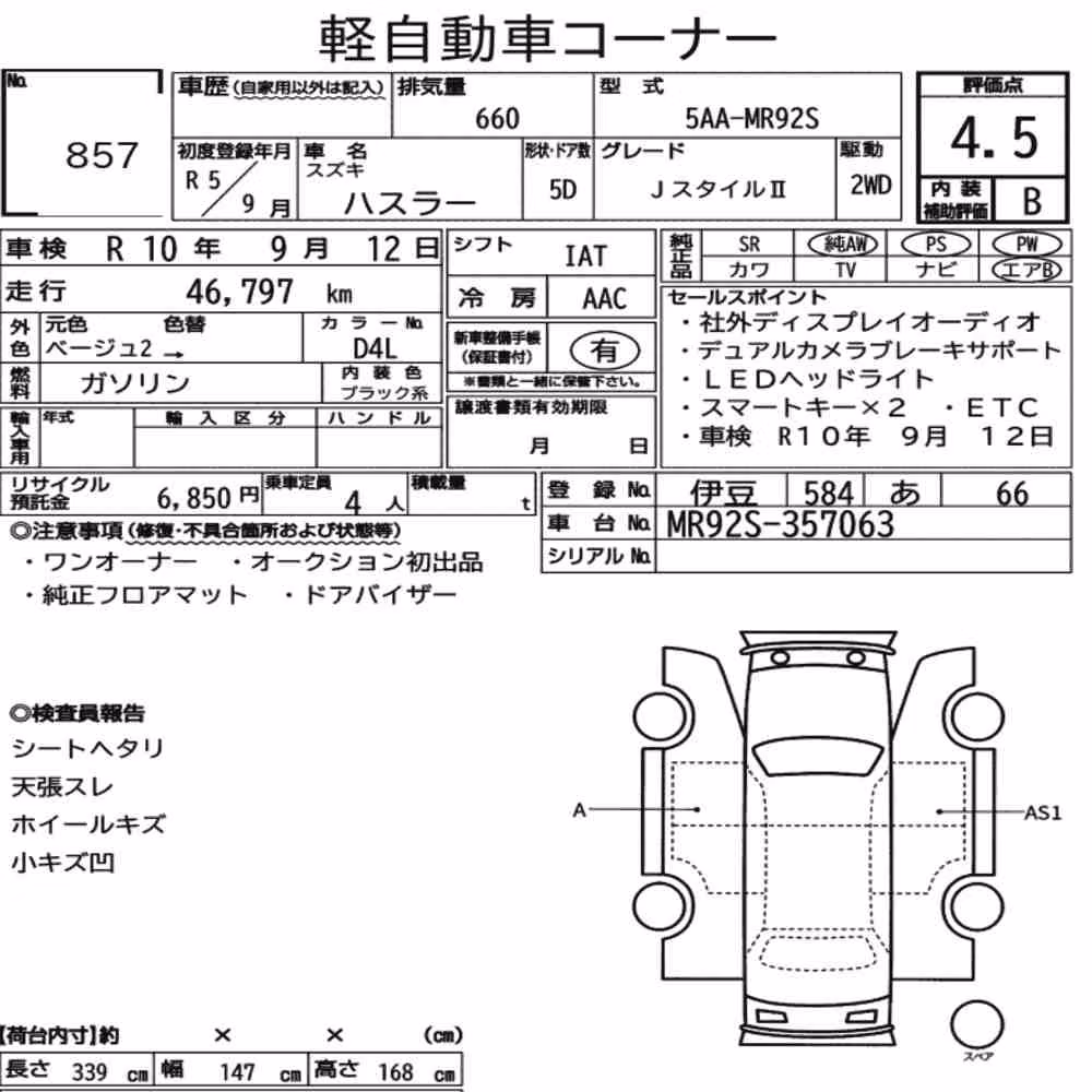 Notka aukcyjna: SUZUKI HUSTLER J STYLEⅡ