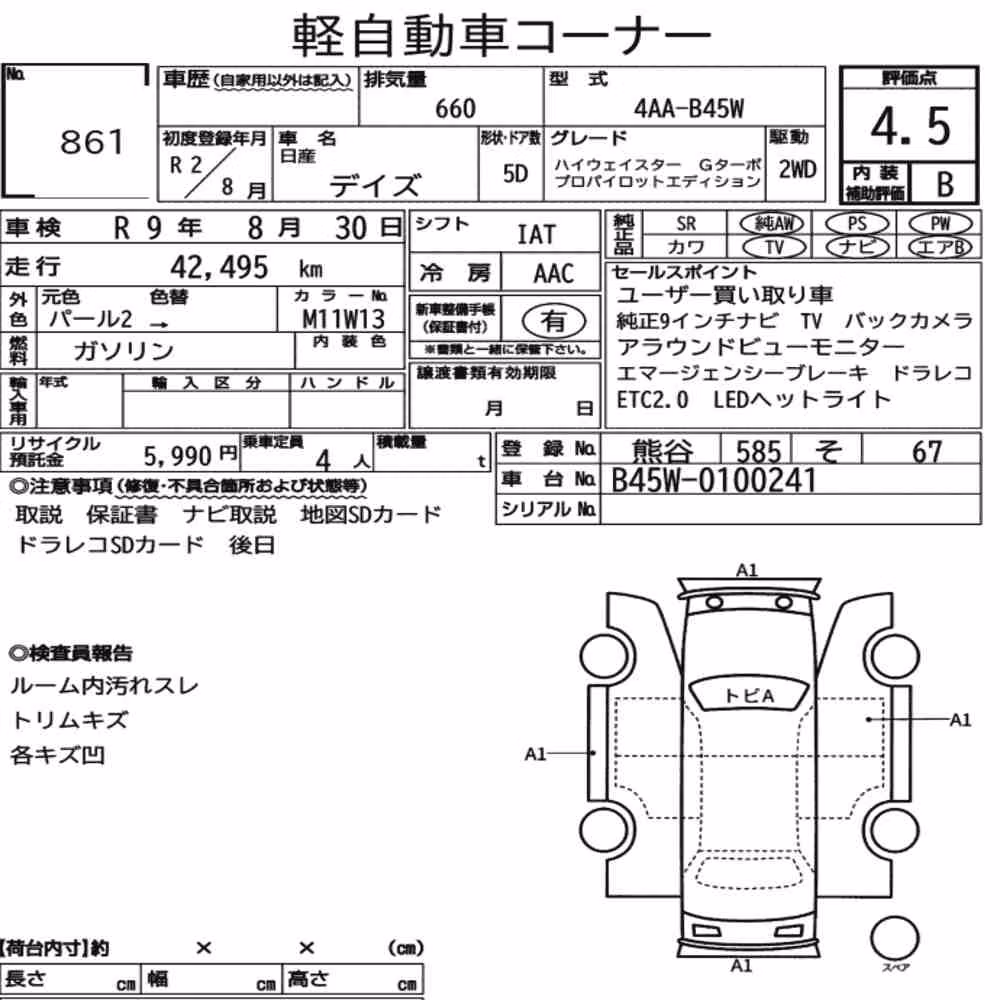 Notka aukcyjna: NISSAN DAYZ HIGHWAY STAR G TURBO PROPILOT EDITION