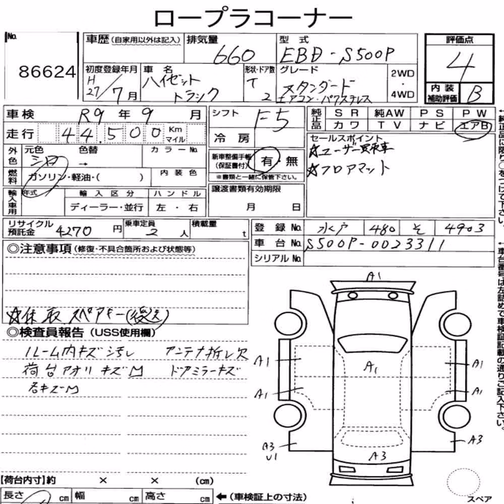 Notka aukcyjna: DAIHATSU HIJET TRUCK STANDARD AIR CONDITIONING POWER STEERING