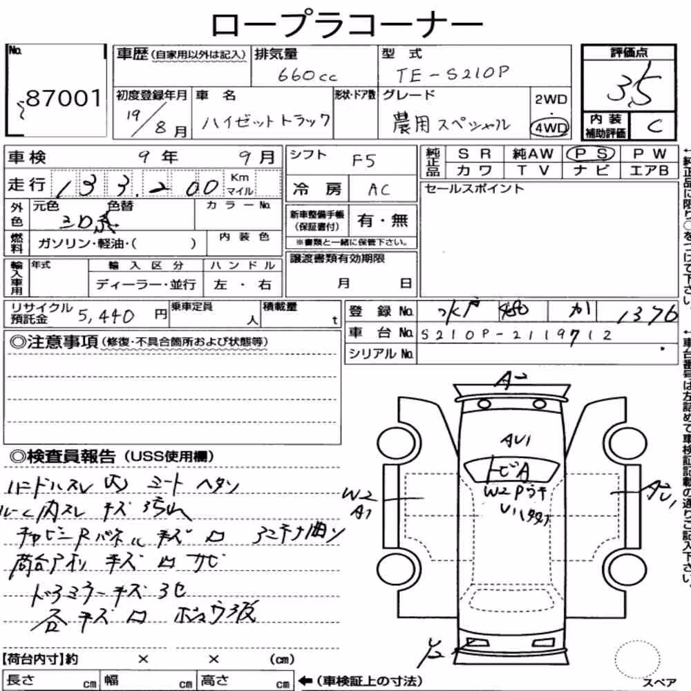 Notka aukcyjna: DAIHATSU HIJET TRUCK 4WD OTHERS