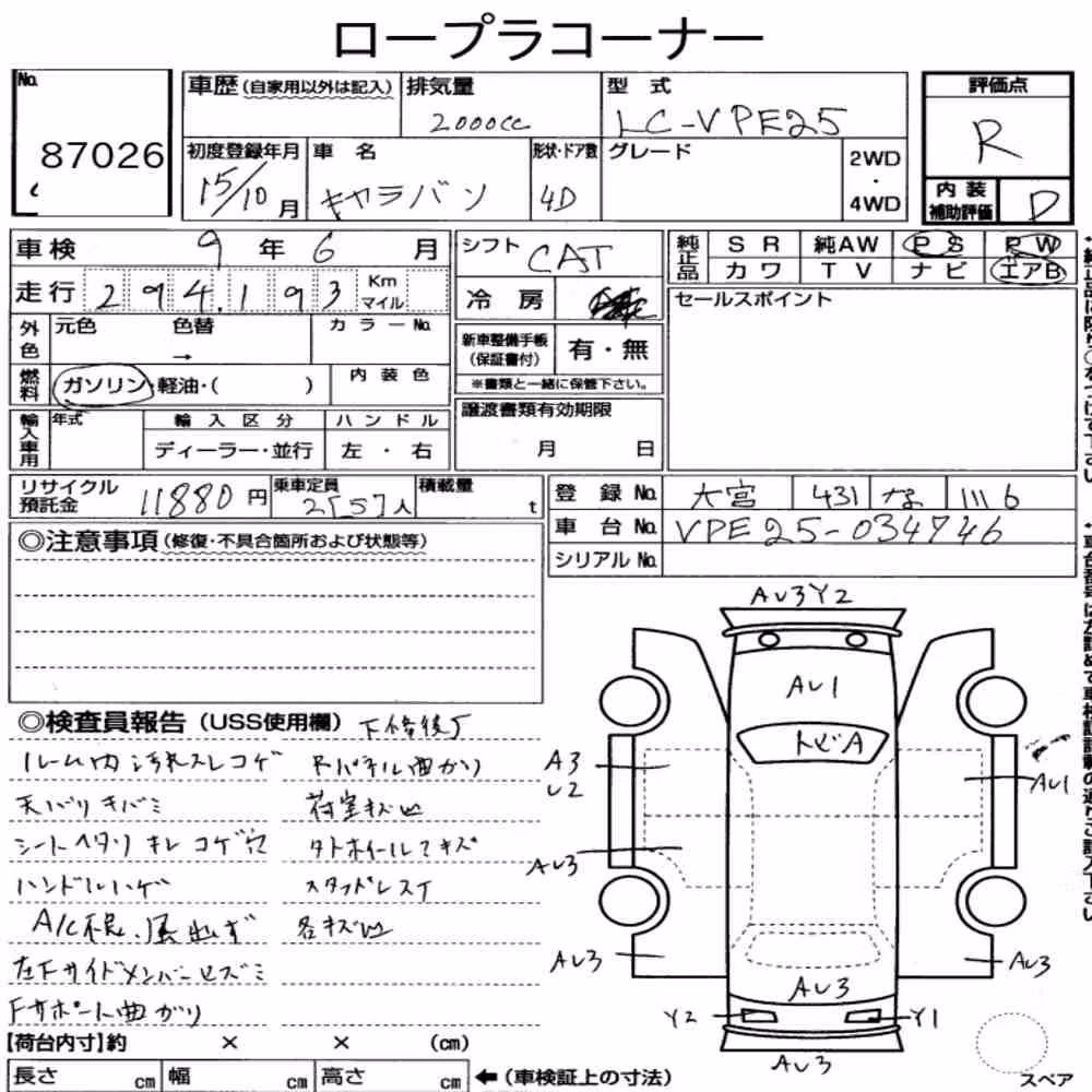 Notka aukcyjna: NISSAN CARAVAN 4D