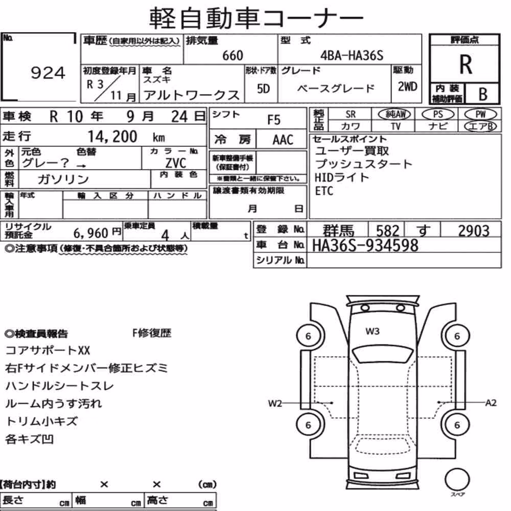 Notka aukcyjna: SUZUKI ALTO WORKS 5D BASE GRADE