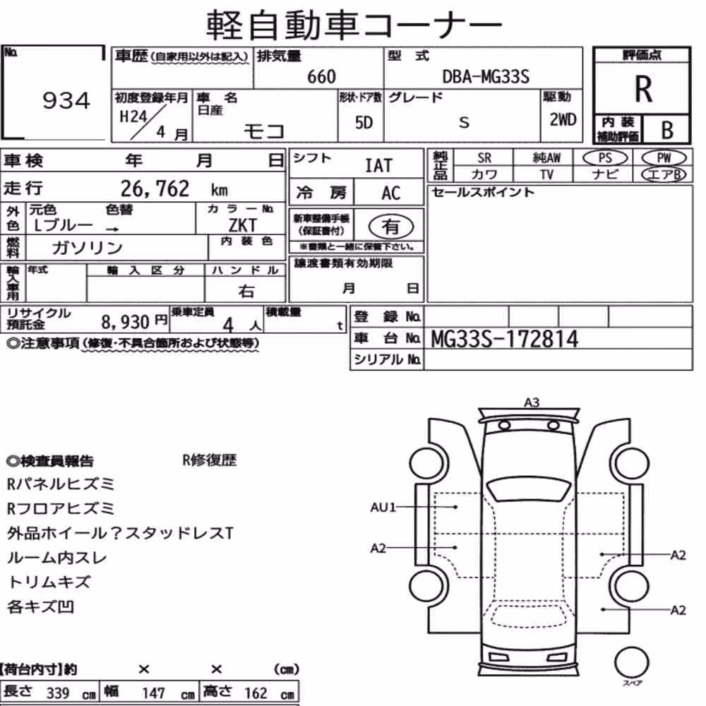 Notka aukcyjna: NISSAN MOCO S
