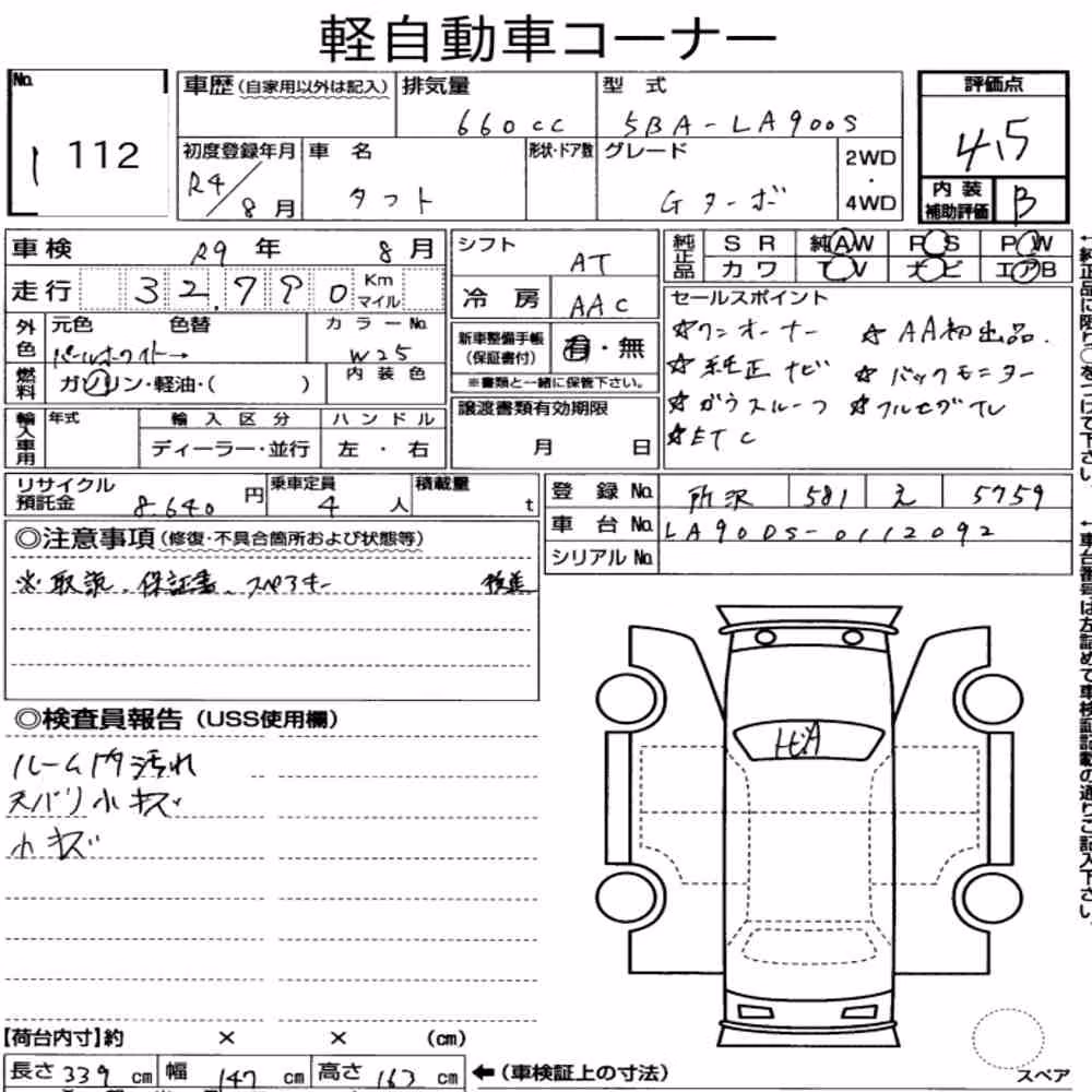 Notka aukcyjna: DAIHATSU TAFT G TURBO